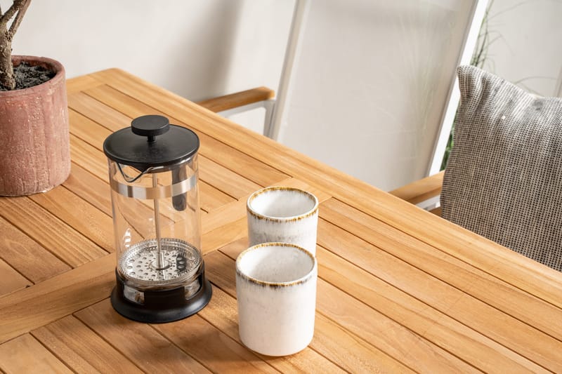 Kenya Matgrupp 120x70 cm + 4 Texas Chair - Vit/Brun - Utemöbler - Utegrupp - Matgrupp utomhus