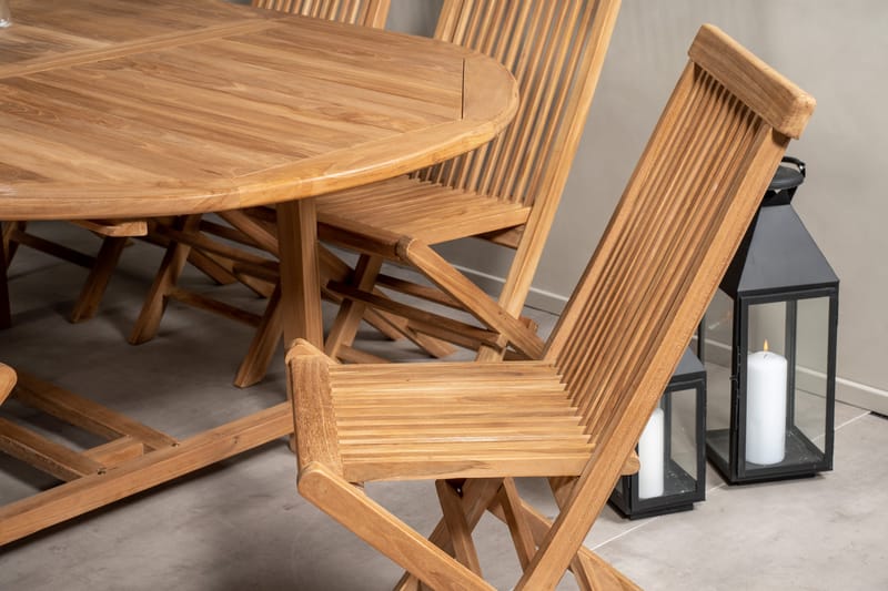 Kenya Matgrupp 180-240x120 cm + 8 Kenya Hopfällbar Stol - Brun - Utemöbler - Utegrupp - Matgrupp utomhus