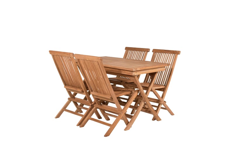 Kenya Matgrupp Utomhus 120x70 cm + 4 Kenya Hopfällbar Stol - Brun - Utemöbler - Utegrupp - Matgrupp utomhus