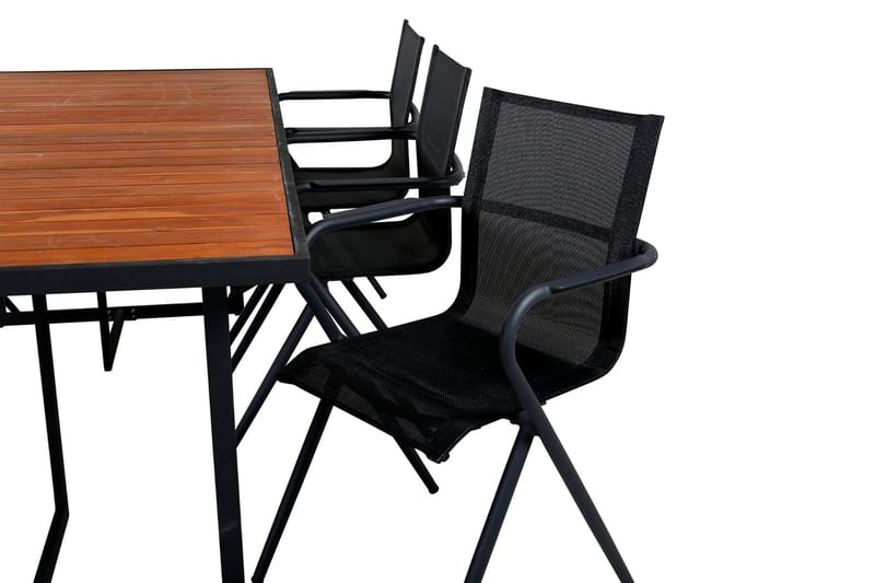 Khung Matgrupp Utomhus 200cm + 6 Alina Matstolar - Svart/Natur - Utemöbler - Utegrupp - Matgrupp utomhus