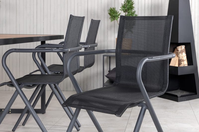 Khung Matgrupp Utomhus 200cm + 6 Alina Matstolar - Svart/Natur - Utemöbler - Utegrupp - Matgrupp utomhus