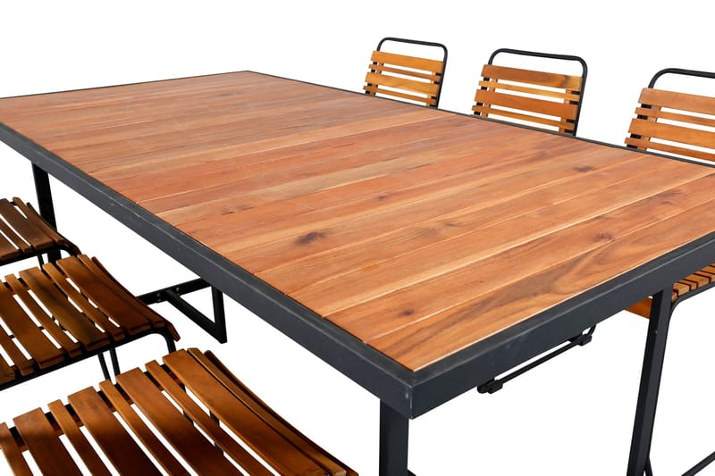 Khung Matgrupp Utomhus 200cm + 6 Bois Matstolar - Brun/Vit - Utemöbler - Utegrupp - Matgrupp utomhus