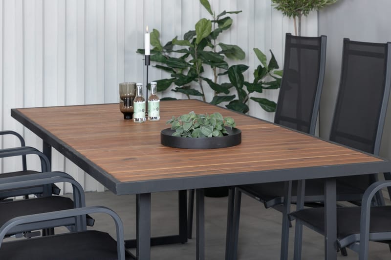 Khung Matgrupp Utomhus 200cm + 6 Copacabana Reclinerstolar - Vit - Utemöbler - Utegrupp - Matgrupp utomhus