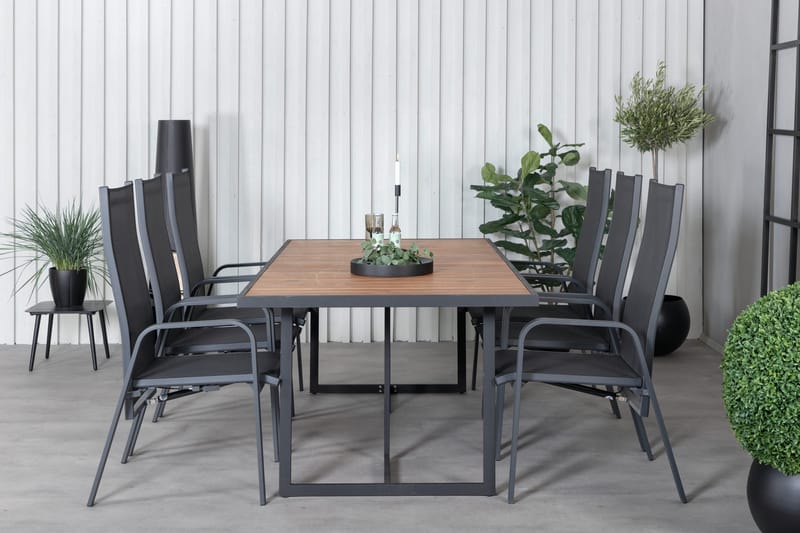 Khung Matgrupp Utomhus 200cm + 6 Copacabana Reclinerstolar - Vit - Utemöbler - Utegrupp - Matgrupp utomhus