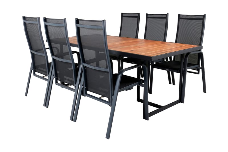 Khung Matgrupp Utomhus 200cm + 6 Copacabana Reclinerstolar - Vit - Utemöbler - Utegrupp - Matgrupp utomhus