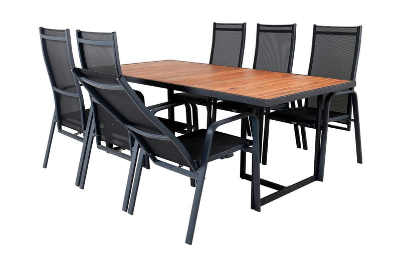 Khung Matgrupp Utomhus 200cm + 6 Copacabana Reclinerstolar - Vit - Utemöbler - Utegrupp - Matgrupp utomhus