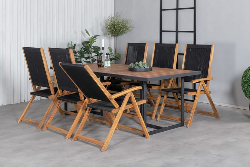 Khung Matgrupp Utomhus 200cm + 6 Little John Matstolar - Vit - Utemöbler - Utegrupp - Matgrupp utomhus