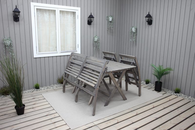 Larios Matgrupp Utomhus 76 cm + 2 Matstolar Utomhus + Bänk Utomhus - Grå - Utemöbler - Utegrupp - Matgrupp utomhus