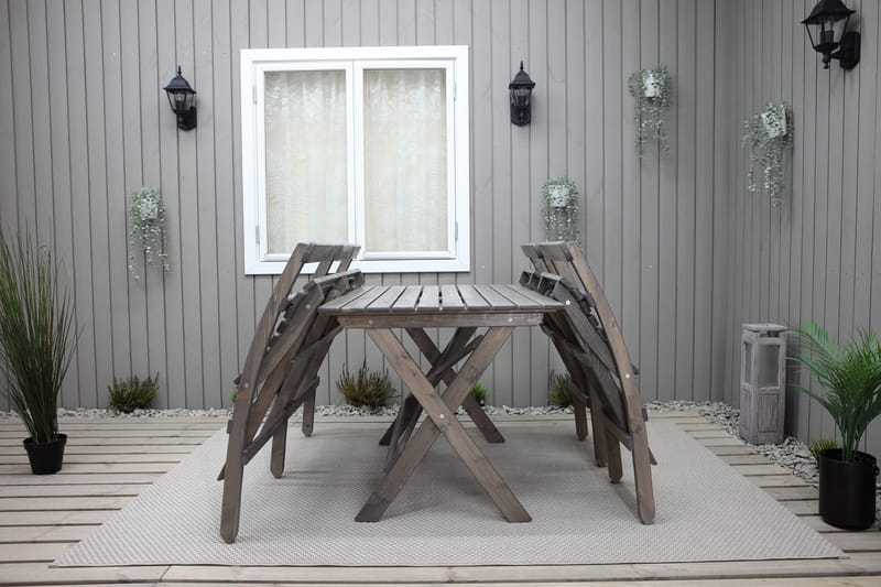 Larios Matgrupp Utomhus 76 cm + 2 Matstolar Utomhus + Bänk Utomhus - Grå - Utemöbler - Utegrupp - Matgrupp utomhus