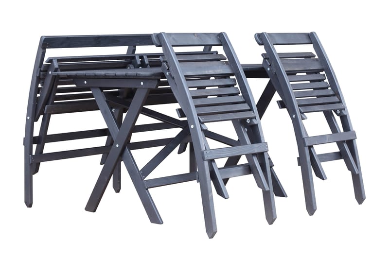 Larios Matgrupp Utomhus 76 cm + 2 Matstolar Utomhus + Bänk Utomhus - Svart - Utemöbler - Utegrupp - Matgrupp utomhus