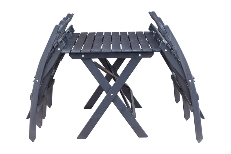 Larios Matgrupp Utomhus 76 cm + 2 Matstolar Utomhus + Bänk Utomhus - Svart - Utemöbler - Utegrupp - Matgrupp utomhus