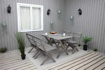Larios Matgrupp Utomhus 76 cm + 2 Matstolar Utomhus + Bänk Utomhus - Grå - Utemöbler - Utegrupp - Matgrupp utomhus