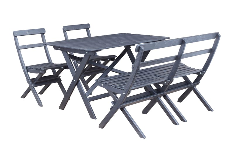 Larios Matgrupp Utomhus 76 cm + 2 Matstolar Utomhus + Bänk Utomhus, Svart