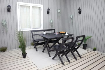 Larios Matgrupp Utomhus 76 cm + 2 Matstolar Utomhus + Bänk Utomhus - Svart - Utemöbler - Utegrupp - Matgrupp utomhus
