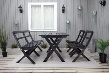 Larios Matgrupp Utomhus 76 cm + 2 Matstolar Utomhus + Bänk Utomhus - Svart - Utemöbler - Utegrupp - Matgrupp utomhus