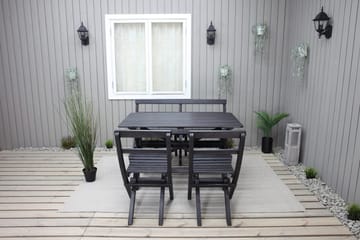 Larios Matgrupp Utomhus 76 cm + 2 Matstolar Utomhus + Bänk Utomhus - Svart - Utemöbler - Utegrupp - Matgrupp utomhus