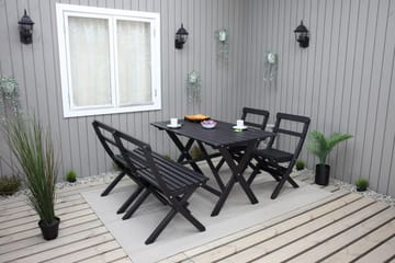 Larios Matgrupp Utomhus 76 cm + 2 Matstolar Utomhus + Bänk Utomhus - Svart - Utemöbler - Utegrupp - Matgrupp utomhus
