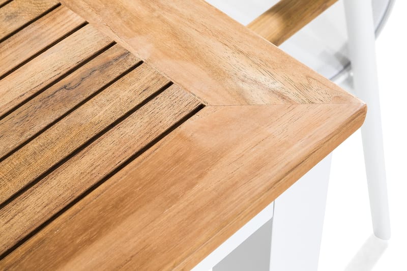 Las Matgrupp Utomhus Vegas 152-210x90 + 4 Karmstolar - Teak/Vit - Utemöbler - Utegrupp - Matgrupp utomhus