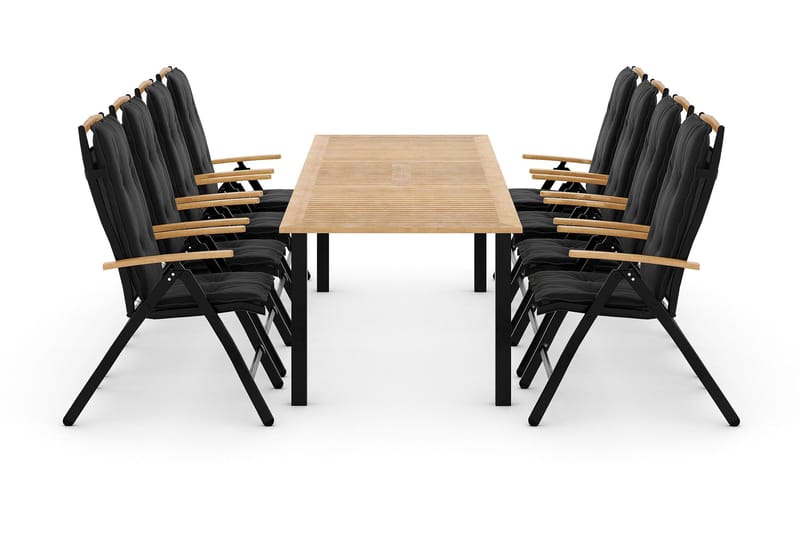 Las Vegas Matgrupp 220-280x100+ 8 Stolar m Dyna, Svart/Teak
