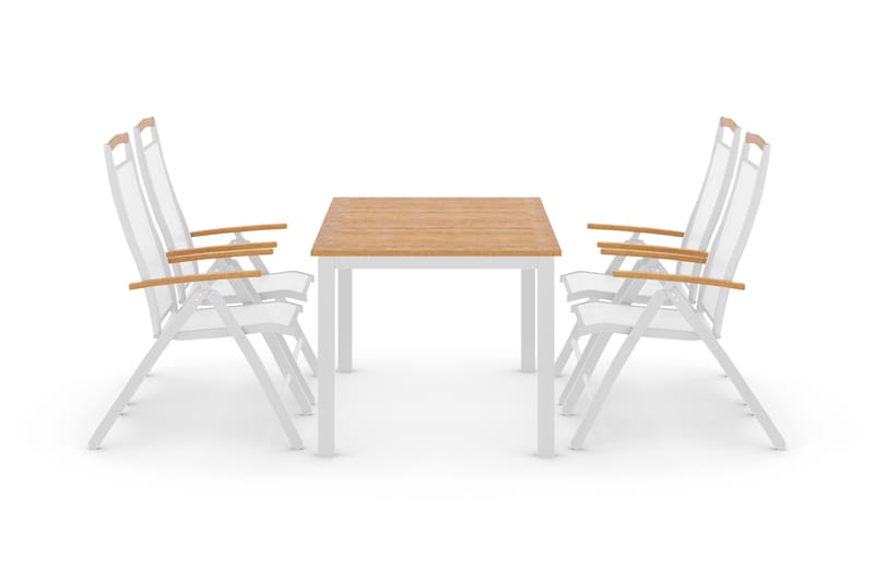 Las Vegas Matgrupp Utomhus 152-210 + 4 Positionsstol Lyx, Vit/Teak/Vit/Teak
