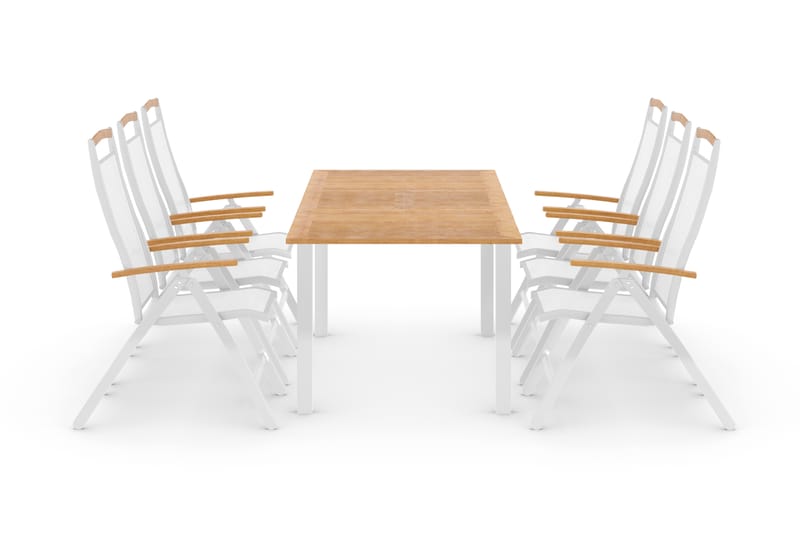 Las Vegas Matgrupp Utomhus 152-210 + 6 Positionsstol Lyx, Vit/Teak/Vit/Teak