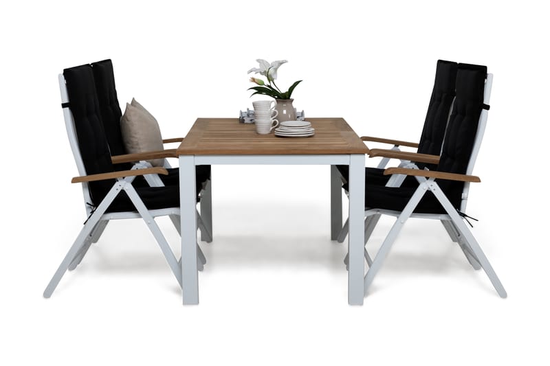 Las Vegas Matgrupp Utomhus 152-210x90 + 4 Las Vegas Lyx Stol m Dyna, Vit/Teak/Svart