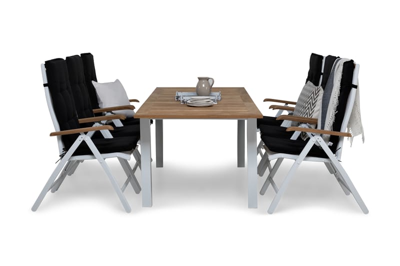 Las Vegas Matgrupp Utomhus 152-210x90 + 6 Las Vegas Lyx Stol m Dyna, Vit/Teak/Svart