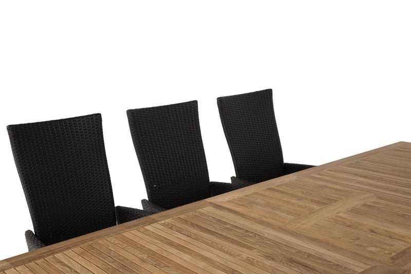 Las Vegas Matgrupp Utomhus 220-280 + 8 Jenny Ställbar Fåtölj - Teak/Svart - Utemöbler - Utegrupp - Matgrupp utomhus