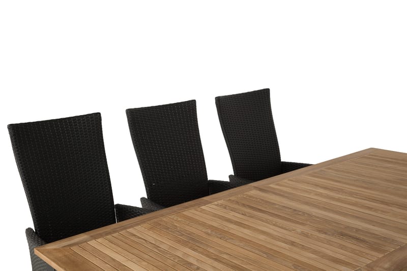 Las Vegas Matgrupp Utomhus 220-280 + 8 Jenny Ställbar Fåtölj - Teak/Svart - Utemöbler - Utegrupp - Matgrupp utomhus