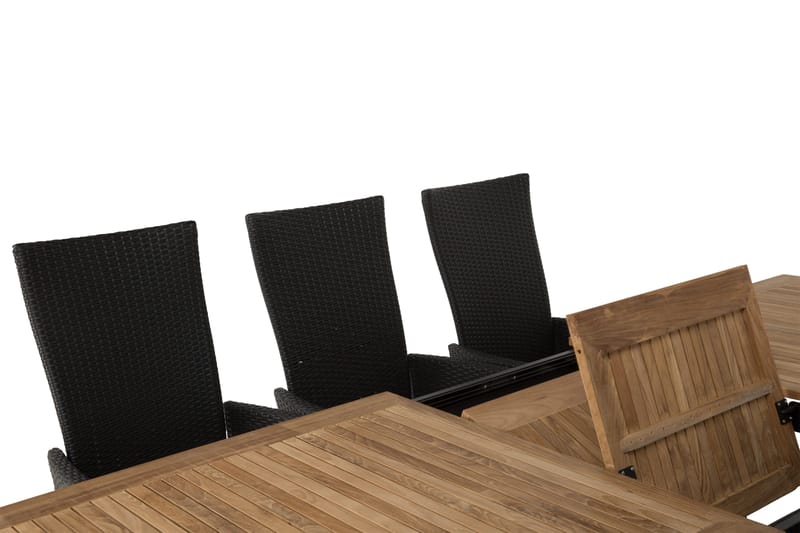 Las Vegas Matgrupp Utomhus 220-280 + 8 Jenny Ställbar Fåtölj - Teak/Svart - Utemöbler - Utegrupp - Matgrupp utomhus