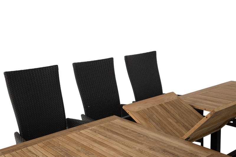 Las Vegas Matgrupp Utomhus 220-280 + 8 Jenny Ställbar Fåtölj - Teak/Svart - Utemöbler - Utegrupp - Matgrupp utomhus