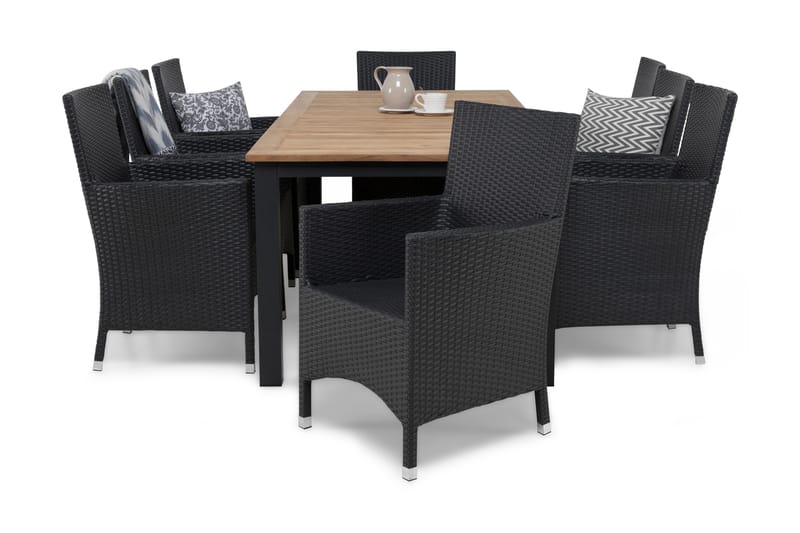 Las Vegas Matgrupp Utomhus 220-280 + 8 Thor Fåtölj, Svart/Teak/Svart