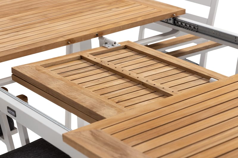 Las Vegas Matgrupp Utomhus 220-280 cm + 6 Oliver Matstol - Teak/Vit - Utemöbler - Utegrupp - Matgrupp utomhus
