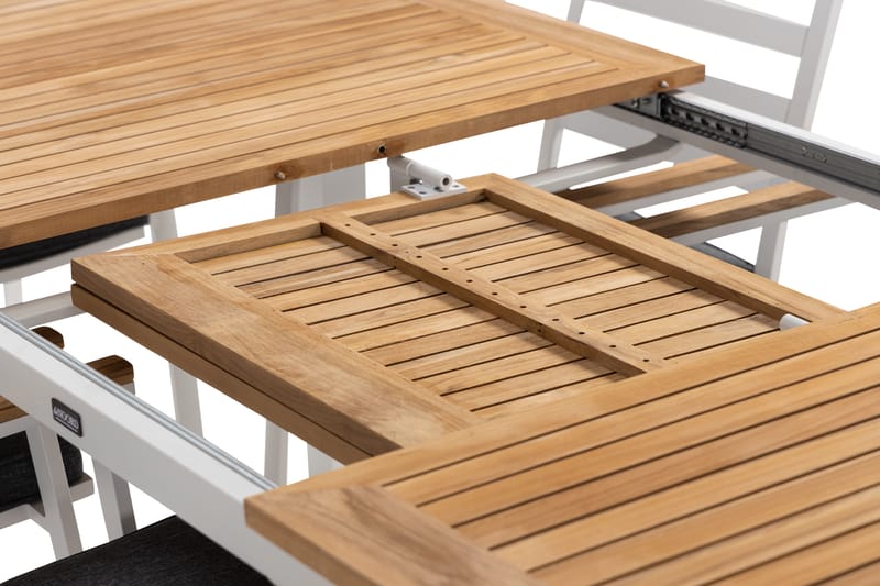 Las Vegas Matgrupp Utomhus 220-280 cm + 8 Oliver Matstol - Teak/Vit - Utemöbler - Utegrupp - Matgrupp utomhus