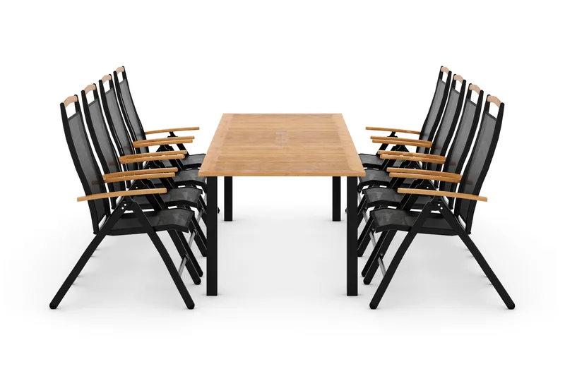 Las Vegas Matgrupp Utomhus Las Vegas 220-280 + 8 Positionsstol Lyx, Svart/Teak