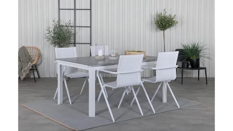 Levels Förlängningsbar Matgrupp 160-240cm + 4 Alina Matstola, Vit
