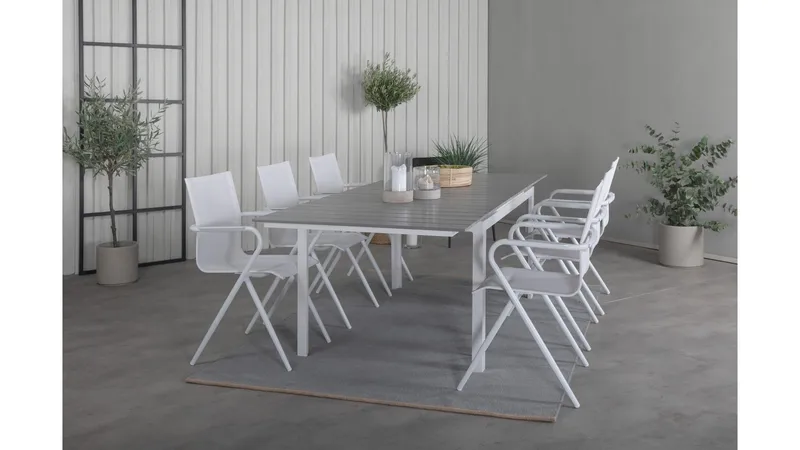 Levels Förlängningsbar Matgrupp 160-240cm + 6 Alina Stolar S - Svart - Utemöbler - Utegrupp - Matgrupp utomhus