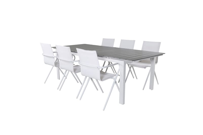 Levels Förlängningsbar Matgrupp 229cm + 6 Alina Stolar Grå/V - Grå/Vit - Utemöbler - Utegrupp - Matgrupp utomhus