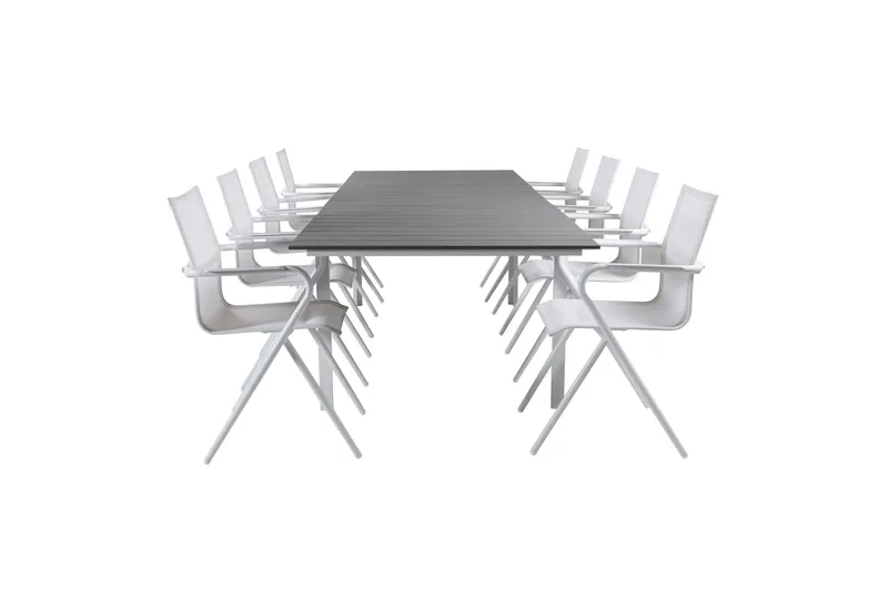 Levels Förlängningsbar Matgrupp 229cm + 8 Alina Stolar Svart - Svart/Grå - Utemöbler - Utegrupp - Matgrupp utomhus