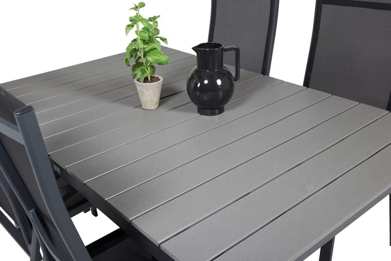 Levels Förlängningsbar Matgrupp Utomhus 160-240 cm + 4 st Copacabana Matstol - Grå/Svart - Utemöbler - Utegrupp - Matgrupp utomhus