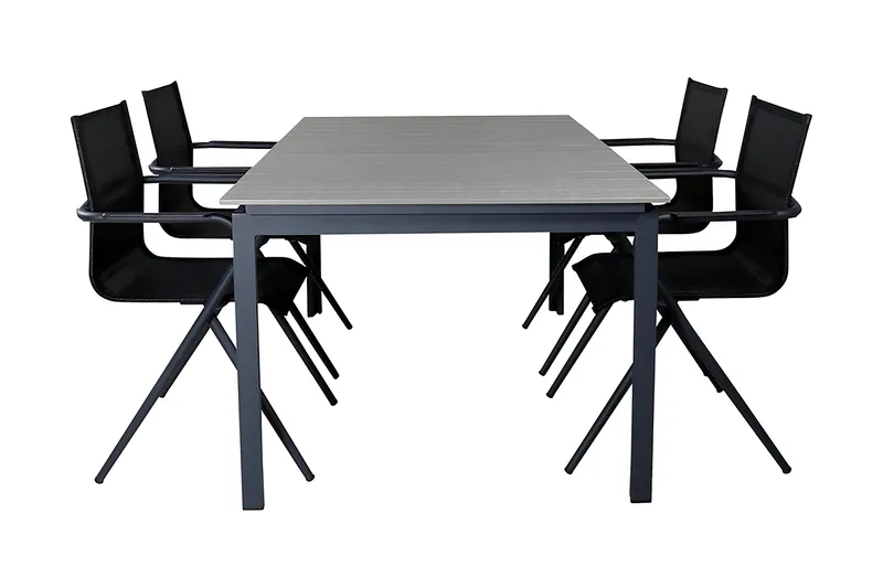 Levels Förlängningsbar Matgrupp Utomhus 160-240cm + 4 Alina Stolar, Svart