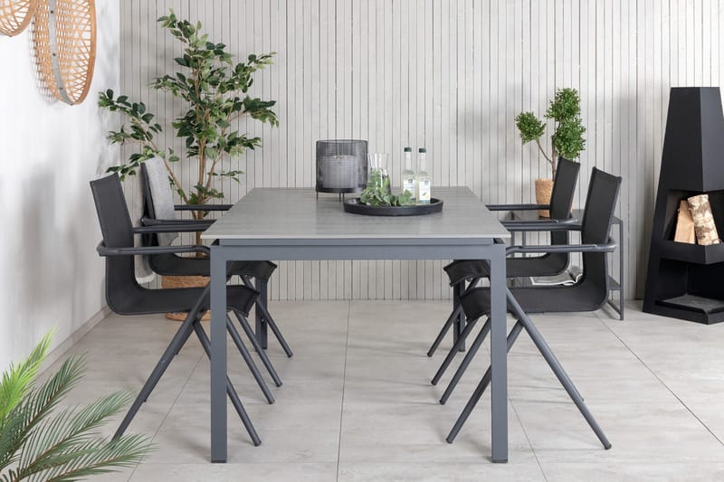 Levels Förlängningsbar Matgrupp Utomhus 160-240cm + 4 Alina Stolar - Svart - Utemöbler - Utegrupp - Matgrupp utomhus