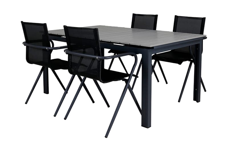 Levels Förlängningsbar Matgrupp Utomhus 160-240cm + 4 Alina Stolar - Svart - Utemöbler - Utegrupp - Matgrupp utomhus