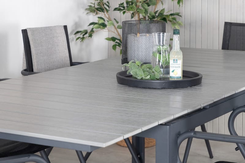 Levels Förlängningsbar Matgrupp Utomhus 160-240cm + 6 Alina Stolar - Svart - Utemöbler - Utegrupp - Matgrupp utomhus