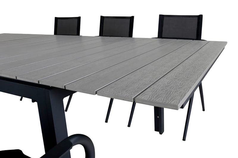 Levels Förlängningsbar Matgrupp Utomhus 160-240cm + 6 Alina Stolar - Svart - Utemöbler - Utegrupp - Matgrupp utomhus