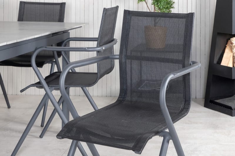 Levels Förlängningsbar Matgrupp Utomhus 160-240cm + 6 Alina Stolar - Svart - Utemöbler - Utegrupp - Matgrupp utomhus