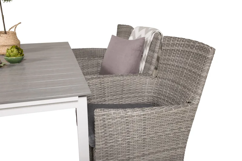 Levels Förlängningsbar Matgrupp Utomhus 160-240cm + 6 Malin Stolar - Grå - Utemöbler - Utegrupp - Matgrupp utomhus