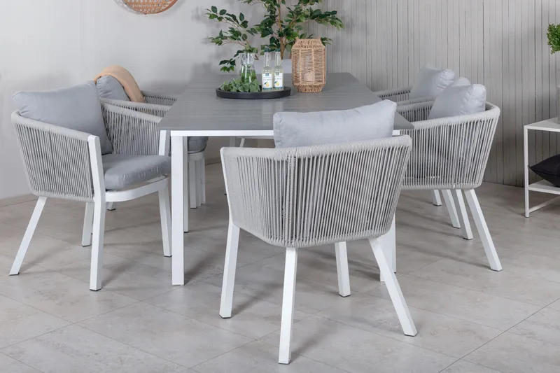 Levels Förlängningsbar Matgrupp Utomhus 160-240cm + 6 Virya Stolar - Grå - Utemöbler - Utegrupp - Matgrupp utomhus