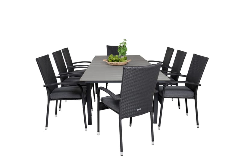 Levels Förlängningsbar Matgrupp Utomhus 160-240cm + 8 Anna Stolar - Vit/Grå - Utemöbler - Utegrupp - Matgrupp utomhus