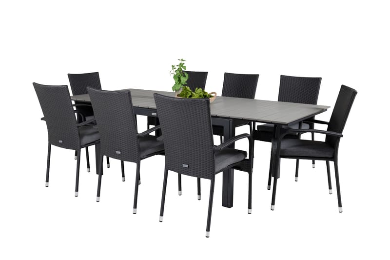 Levels Förlängningsbar Matgrupp Utomhus 160-240cm + 8 Anna Stolar - Vit/Grå - Utemöbler - Utegrupp - Matgrupp utomhus